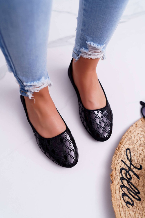 Baleriny Damskie Zamszowe Czarne Merante