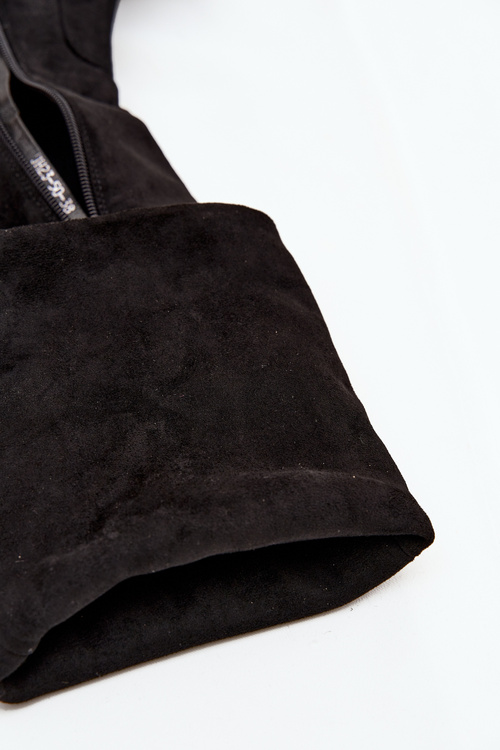 Kozaki Damskie Za Kolano Na Słupku Z Eko Zamszu Czarne Zaretta