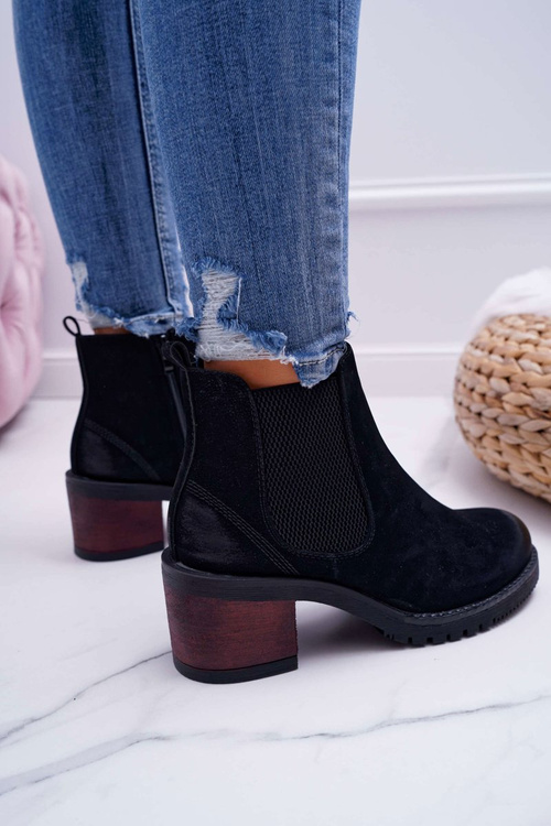 Botki Damskie Na Obcasie Sergio Leone Czarne BT702