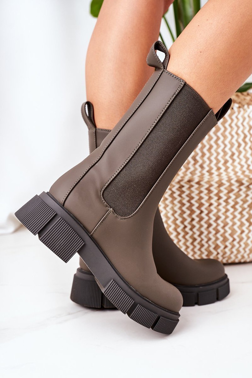 Ocieplane Botki Sztyblety Ciemnozielone Must Have