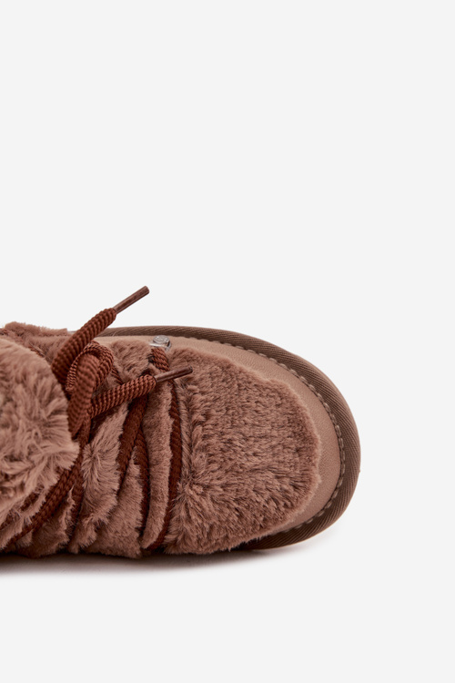 Śniegowce Dziecięce Młodzieżowe Z Futerkiem D.Franklin DFSH370011 Brązowe