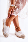 Damskie Ażurowe Espadryle Wsuwane Białe Letisa