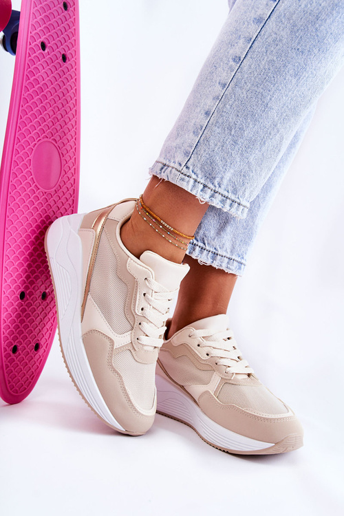 Klasyczne Damskie Sneakersy Beżowe Salema