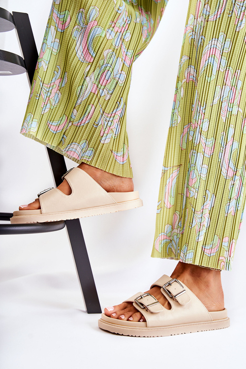 Klasyczne Wsuwane Klapki Damskie Beżowe Weston