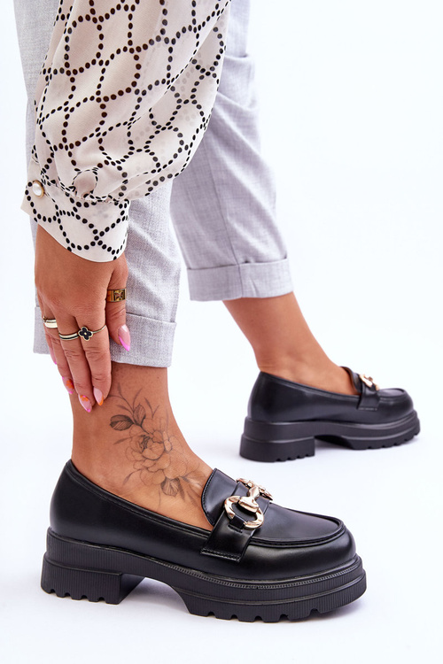 Skórzane Wsuwane Mokasyny Damskie Czarne Albie