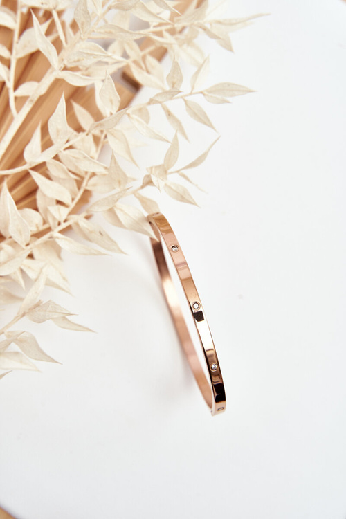 Bransoletka Stalowa Z Cyrkoniami Różowe Złoto Lauren