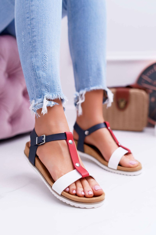 Sandały Damskie Płaskie Profilowane 8SD35-0306 Kolorowe Dubi