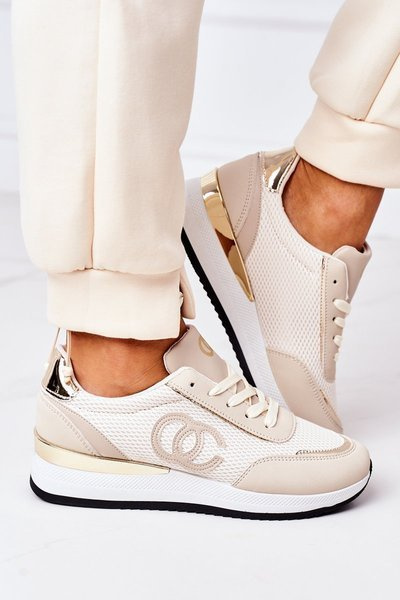 Damskie Sportowe Buty Sneakersy Beżowe Under Control