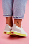 Trampki Damskie Cross Jeans Biało Żółte FF2R4042C