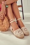 Damskie Espadryle Na Plecionej Platformie Beżowe Calise