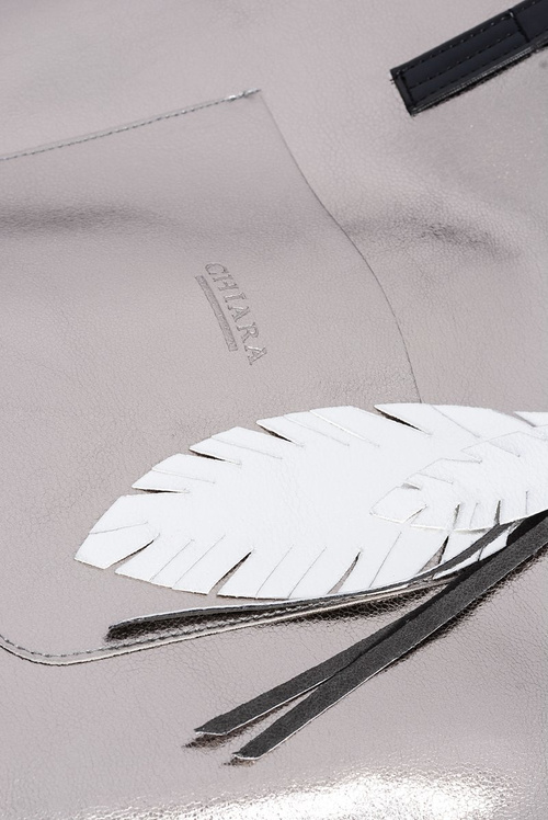 Duża Srebrna Torba Damska Shopper + Mniejsza Torebka