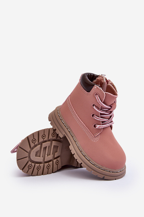 Dziecięce Botki Trapery Na Suwak Różowe Bansi