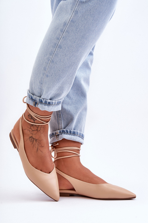 Damskie Wiązane Baleriny Nude Lilly Ann