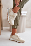Sneakersy Damskie Z Eko Skóry Beżowe Velaniela