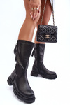 Kozaki Z Cholewką Do Połowy Łydki Czarne Lizames 