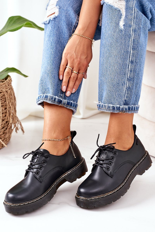 Skórzane Półbuty Oxfordy Big Star II274107 Czarne