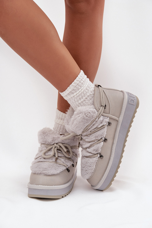 Niskie Śniegowce Na Platformie Z Futerkiem D.Franklin DFSH370011 Jasnoszare