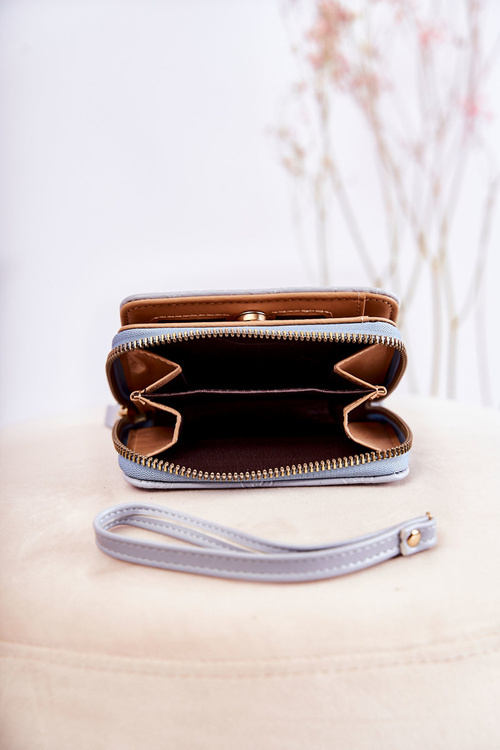 Damski Mały Portfel Z Ozdobą Jasnoniebieski Sanchos