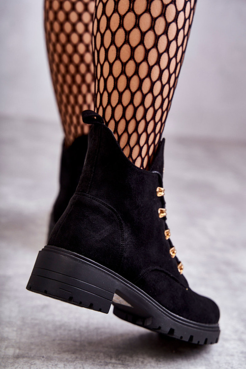 Klasyczne Damskie Zamszowe Botki Czarne Telma