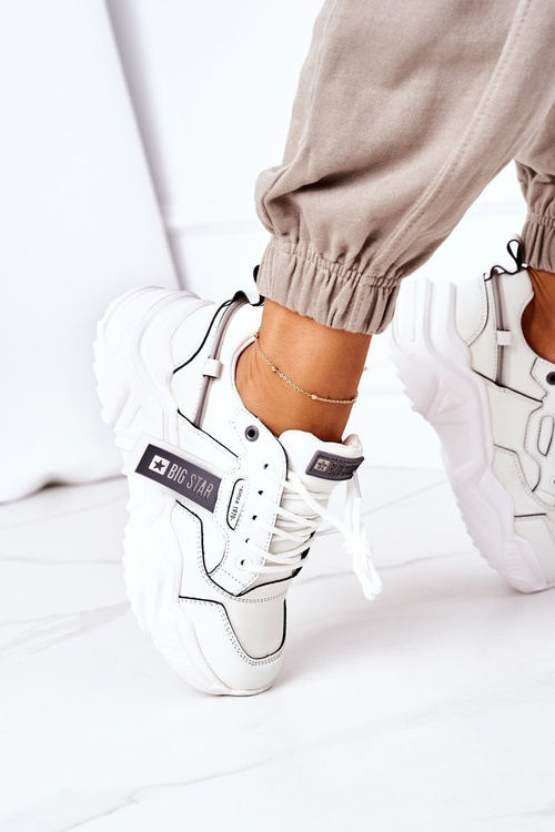 Damskie Sportowe Buty Sneakersy Big Star GG274213 Biało-Szare