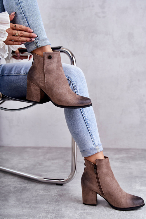 Damskie Zamszowe Botki Na Suwak La.Fi 260039DTA-SU Beżowe