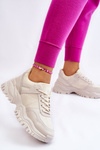 Modne Buty Sportowe Sneakersy Kremowe Frezio