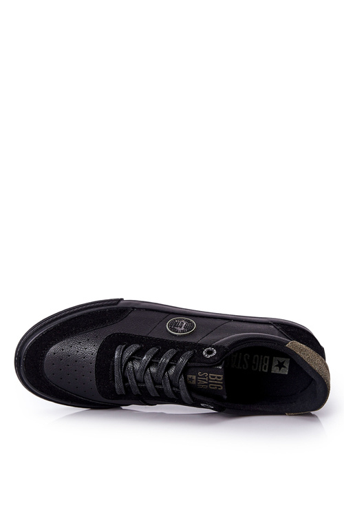 Męskie Skórzane Tenisówki Big Star II174008 Czarno-Zielone