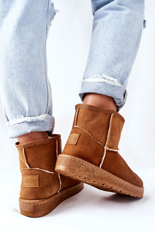 Damskie Skórzane Śniegowce Big Star II274441 Camel