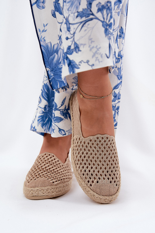 Espadryle Damskie Z Plecionką Vinceza 13625 Beżowe