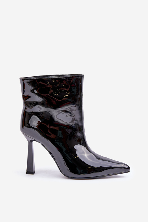 Lakierowane Botki Na Szpice Wsuwane Czarne Seliri