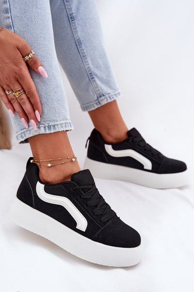 Sneakersy Damskie Na Platformie Czarne Tellnira