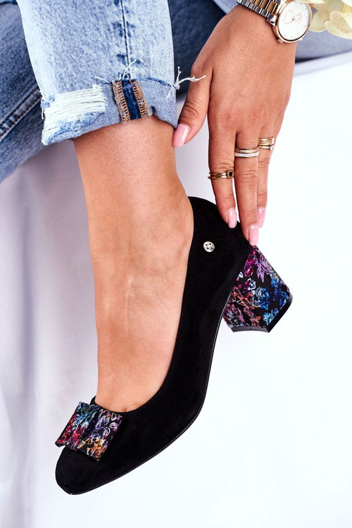 Czółenka Damskie Maciejka Zamszowe Czarne 3356A-62/00-1