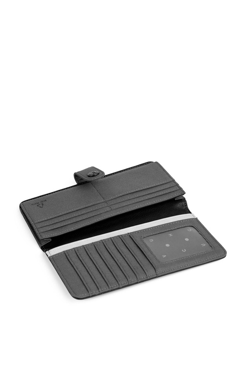 Damski Skórzany Portfel Na Napę Czarno-Szary Florience