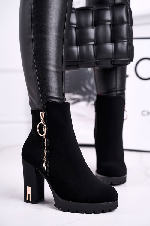 Botki Damskie Na Słupku Czarne Yris