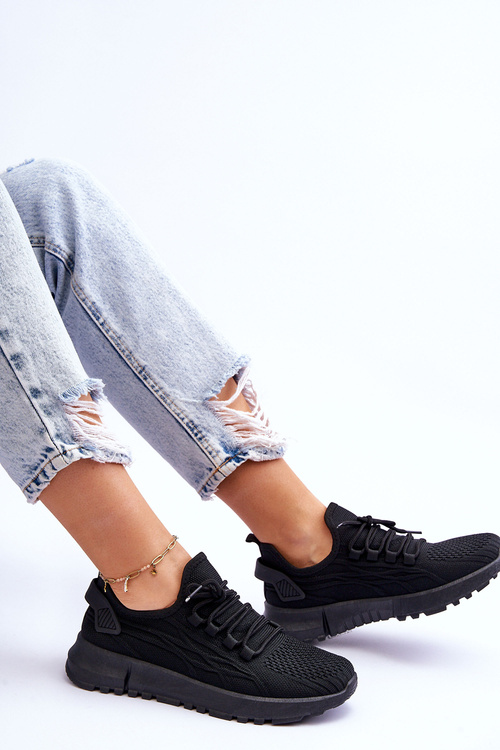 Damskie Wsuwane Buty Sportowe Sneakersy Czarne Rosett
