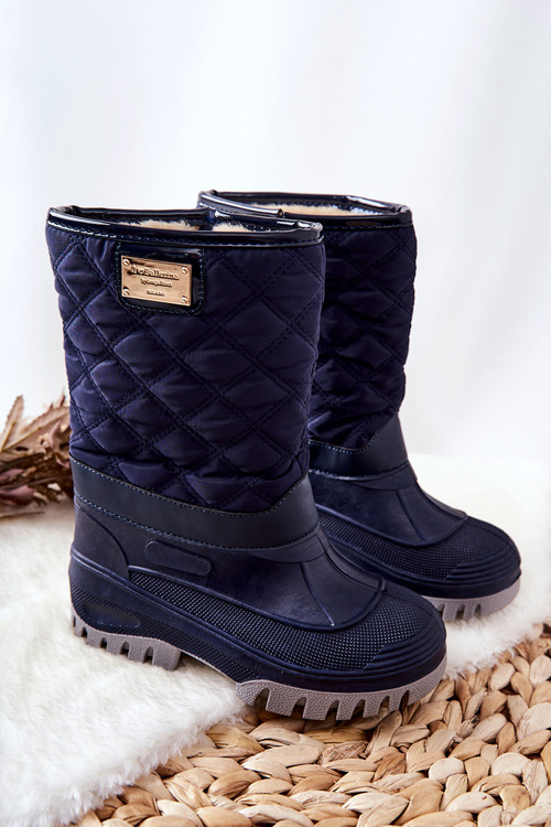 Dziecięce Śniegowce Ocieplone Futerkiem Granatowe Mussi