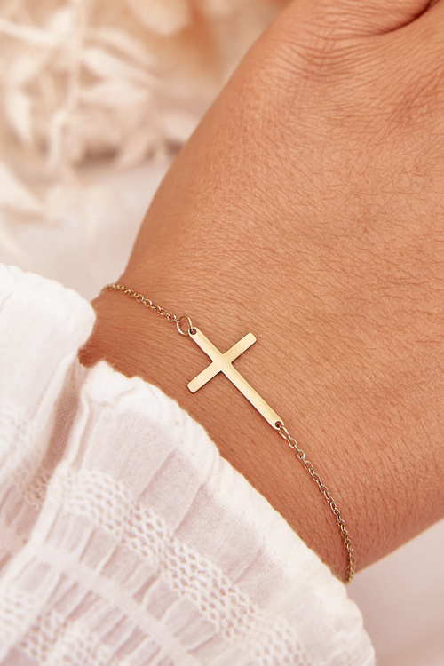 Bransoletka Z Krzyżykiem Stal Chirurgiczna Złota