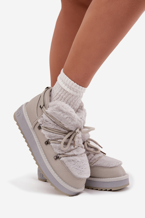 Niskie Śniegowce Na Platformie Z Futerkiem D.Franklin DFSH370011 Jasnoszare