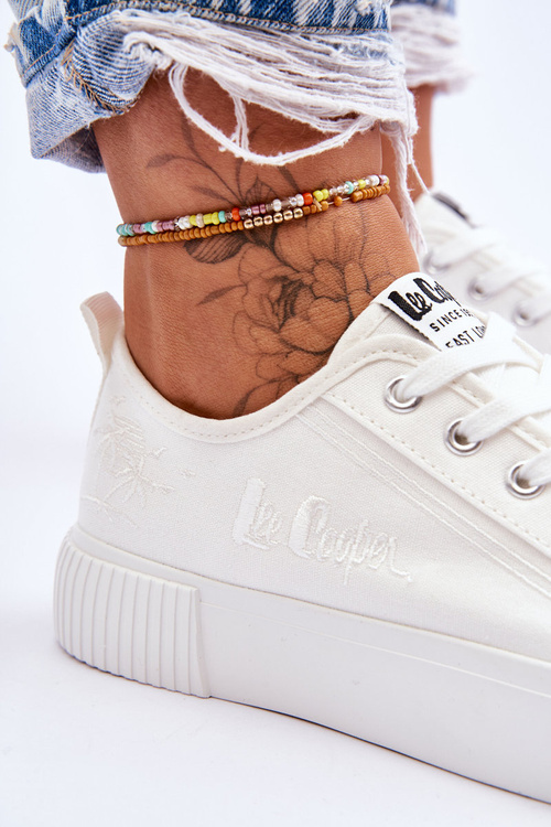 Wygodne Trampki Na Platformie Lee Cooper LCW-23-31-1806L Białe