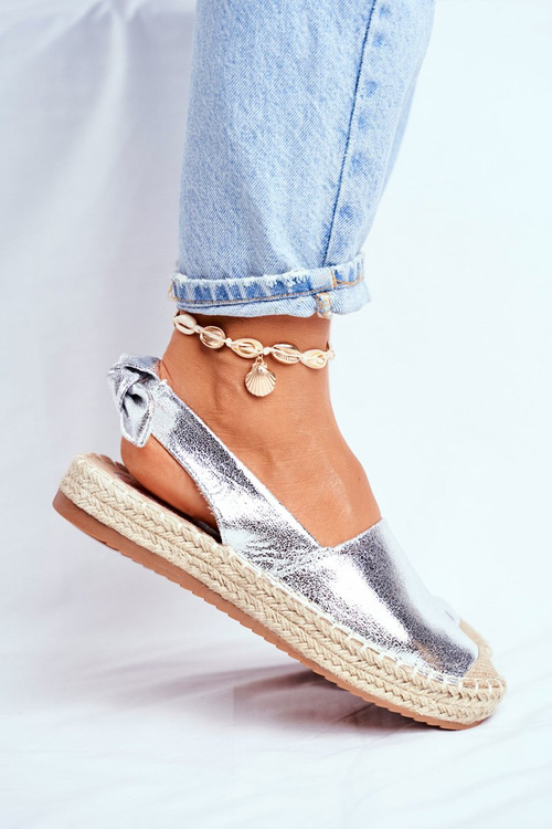 Espadryle Damskie Srebrne Kontres