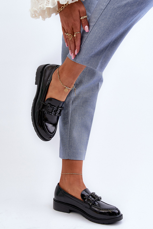 Lakierowane Mokasyny Damskie Z Ozdobą S.Barski HY371A