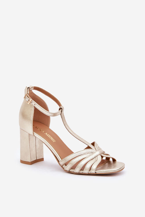 Sandały Z Naturalnej Skóry Na Słupku Laura Messi 2766