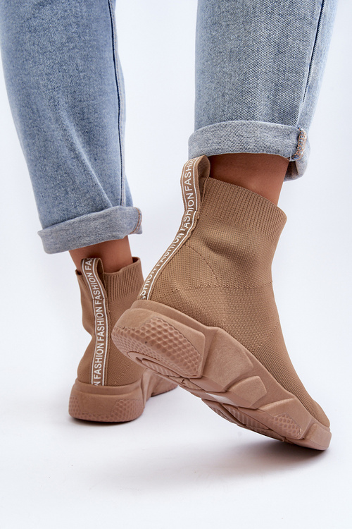 Damskie Buty Sportowe Ze Skarpetą Beżowe Zirila