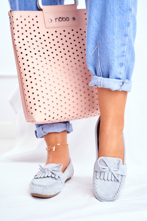 Mokasyny Damskie Zamszowe Błękitne Velucci