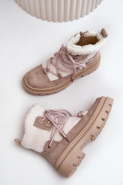 Botki Z Futerkiem Typu Baranek Beżowe Merilana