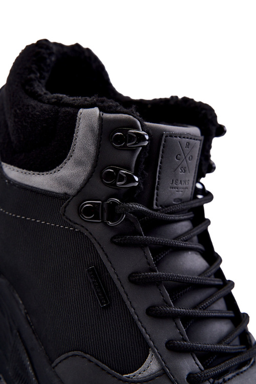 Męskie Ocieplane Buty Trekkingowe Cross Jeans KK1R4031C Czarne