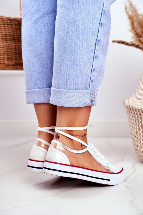 Damskie Trampki Białe Przezroczyste Elementy Grace