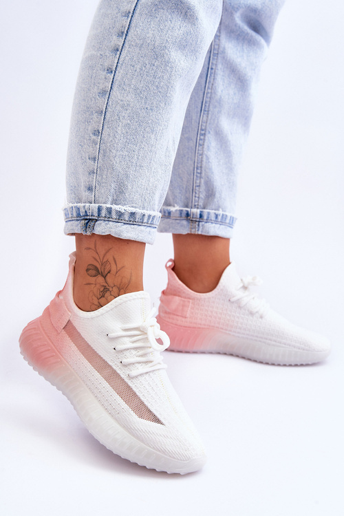 Wsuwane Buty Sportowe Ombre Biało-Różowe Boston