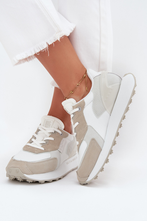 Skórzane Sneakersy Damskie Big Star OO274563 Hi-Poly System Białe