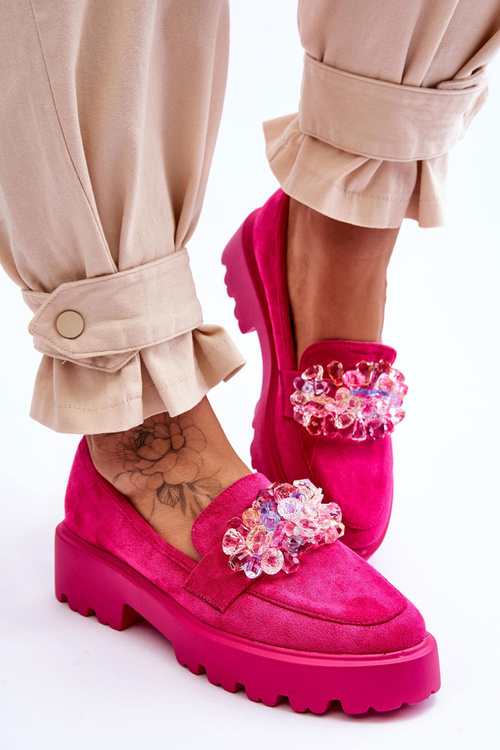 Damskie Mokasyny Na Platformie Z Ozdobami Fuksja Brenda